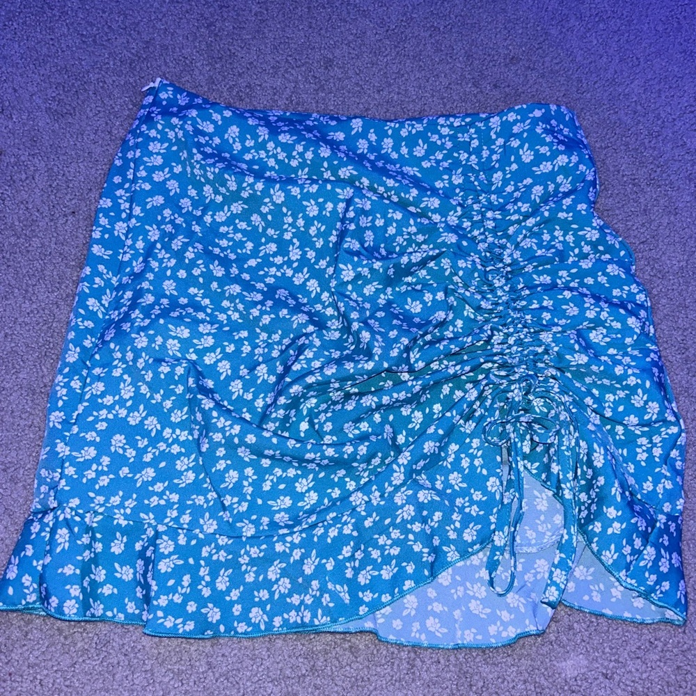 teal and white skirt
